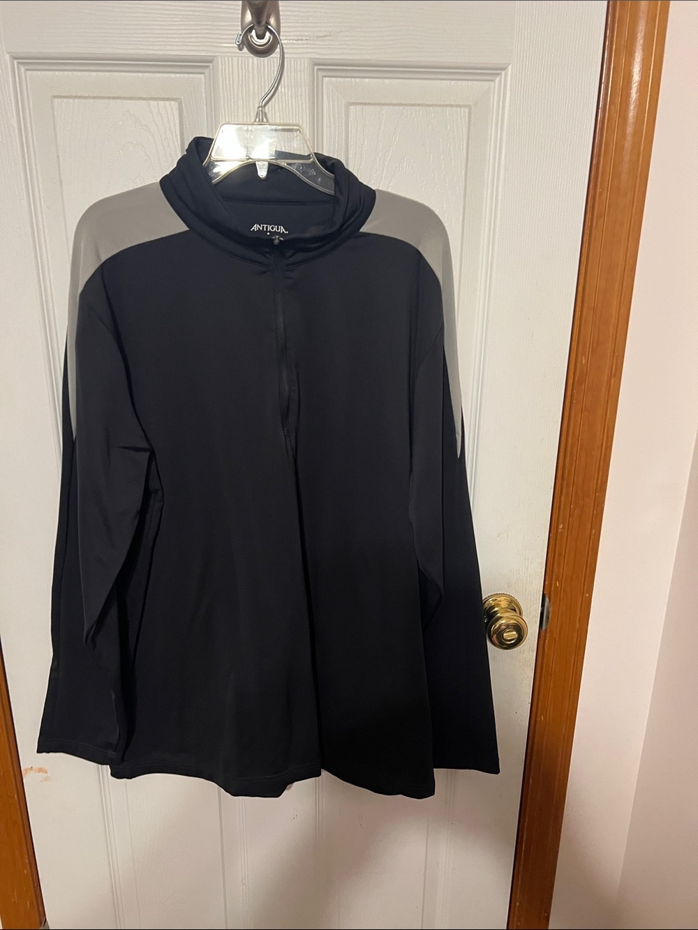 Antigua Black Pullover with Gray Shoulder Panels